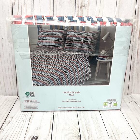 NEW Cath Kidston King Sheet Set 4pc London Guards Print 100% Cotton 200 Thread - Picture 5 of 9
